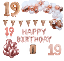 19 jaar Verjaardag Versiering Pakket Rosé goud XL