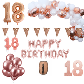 18 jaar Verjaardag Versiering Pakket Rosé goud XL