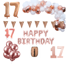 17 jaar Verjaardag Versiering Pakket Rosé goud XL