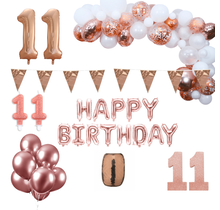 11 jaar Verjaardag Versiering Pakket Rosé goud XL