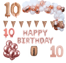 10 jaar Verjaardag Versiering Pakket Rosé goud XL