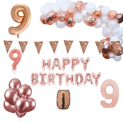 9 jaar Verjaardag Versiering Pakket Rosé goud XL 9 jaar Verjaardag Versiering Pakket Rosé goud XL