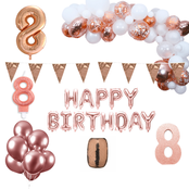 8 jaar Verjaardag Versiering Pakket Rosé goud XL