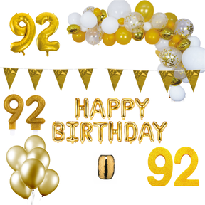 92 jaar Verjaardag Versiering Pakket Goud XL