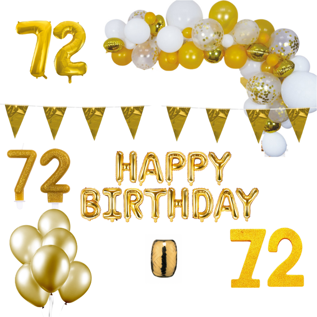 72 jaar Verjaardag Versiering Pakket Goud XL