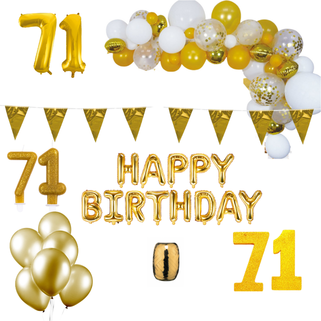 71 jaar Verjaardag Versiering Pakket Goud XL