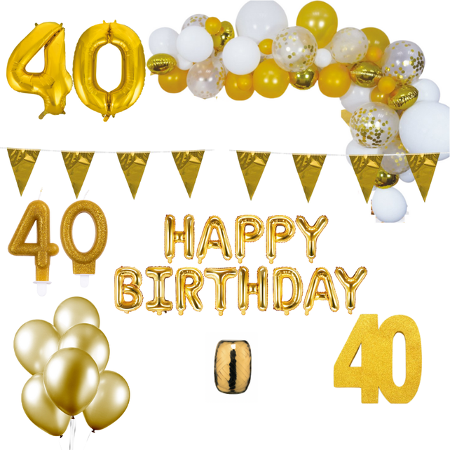 40 jaar Verjaardag Versiering Pakket Goud XL 40 jaar Verjaardag Versiering Pakket Goud XL