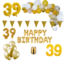 39 jaar Verjaardag Versiering Pakket Goud XL