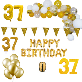 37 jaar Verjaardag Versiering Pakket Goud XL