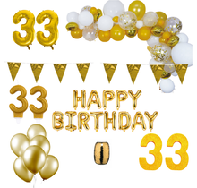 33 jaar Verjaardag Versiering Pakket Goud XL
