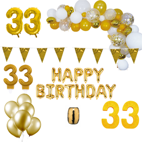 33 jaar Verjaardag Versiering Pakket Goud XL