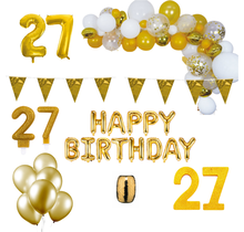 27 jaar Verjaardag Versiering Pakket Goud XL