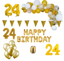 24 jaar Verjaardag Versiering Pakket Goud XL