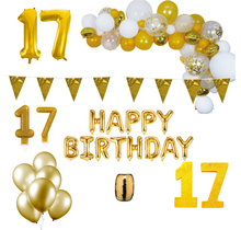 17 jaar Verjaardag Versiering Pakket Goud XL