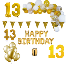 13 jaar Verjaardag Versiering Pakket Goud XL