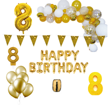8 jaar Verjaardag Versiering Pakket Goud XL