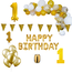 Feest-vieren 1 jaar Verjaardag Versiering Pakket Goud XL Feest-vieren 1 jaar Verjaardag Versiering Pakket Goud XL