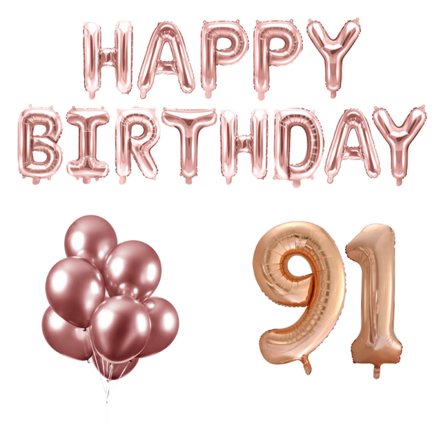 91 jaar Verjaardag Versiering Ballon Pakket rosé goud