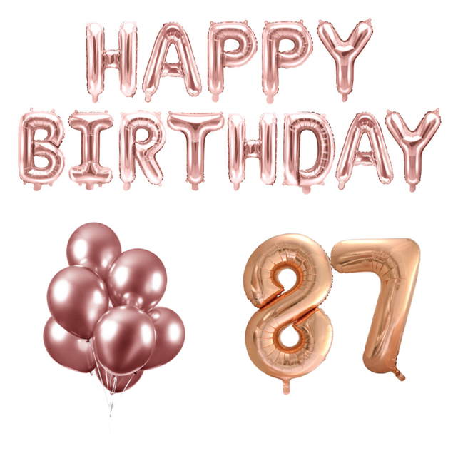 87 jaar Verjaardag Versiering Ballon Pakket rosé goud