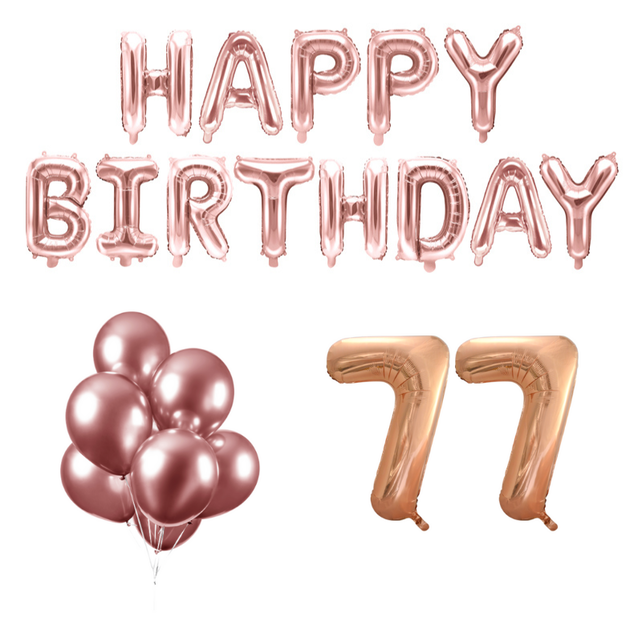 77 jaar Verjaardag Versiering Ballon Pakket rosé goud