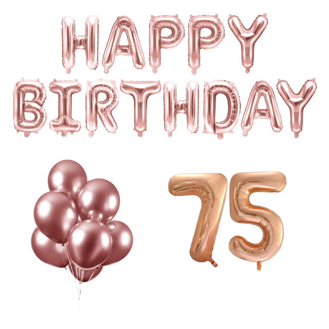 75 jaar Verjaardag Versiering Ballon Pakket rosé goud