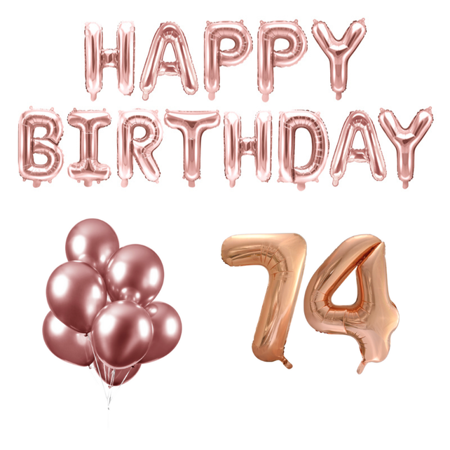 74 jaar Verjaardag Versiering Ballon Pakket rosé goud