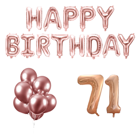 71 jaar Verjaardag Versiering Ballon Pakket rosé goud
