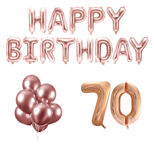 70 jaar Verjaardag Versiering Ballon Pakket rosé goud