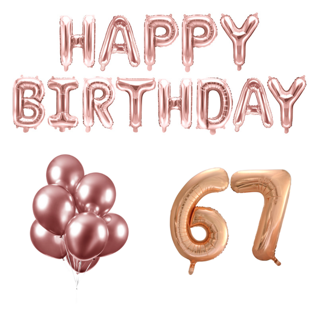 67 jaar Verjaardag Versiering Ballon Pakket rosé goud 67 jaar Verjaardag Versiering Ballon Pakket rosé goud