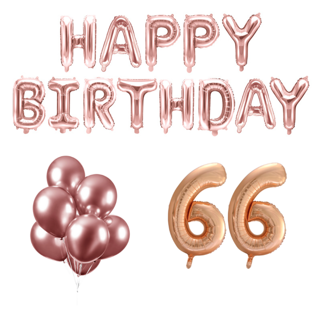 66 jaar Verjaardag Versiering Ballon Pakket rosé goud 66 jaar Verjaardag Versiering Ballon Pakket rosé goud