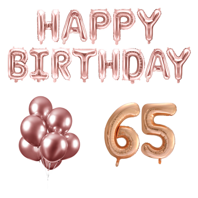 65 jaar Verjaardag Versiering Ballon Pakket rosé goud
