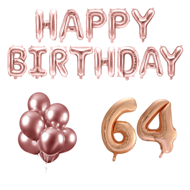 64 jaar Verjaardag Versiering Ballon Pakket rosé goud