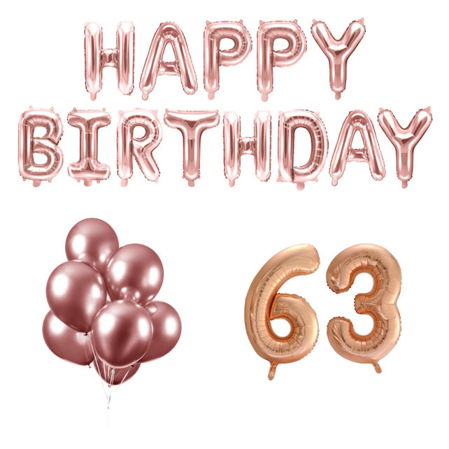 63 jaar Verjaardag Versiering Ballon Pakket rosé goud
