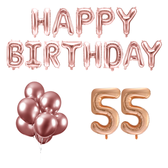 55 jaar Verjaardag Versiering Ballon Pakket rosé goud