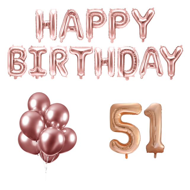 51 jaar Verjaardag Versiering Ballon Pakket rosé goud