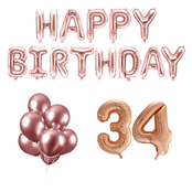 34 jaar Verjaardag Versiering Ballon Pakket rosé goud 34 jaar Verjaardag Versiering Ballon Pakket rosé goud