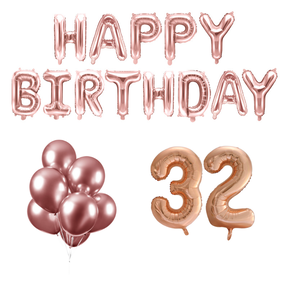 32 jaar Verjaardag Versiering Ballon Pakket rosé goud
