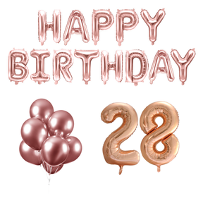 28 jaar Verjaardag Versiering Ballon Pakket rosé goud
