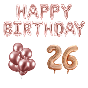 26 jaar Verjaardag Versiering Ballon Pakket rosé goud