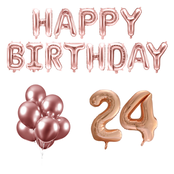 24 jaar Verjaardag Versiering Ballon Pakket rosé goud