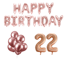 22 jaar Verjaardag Versiering Ballon Pakket rosé goud