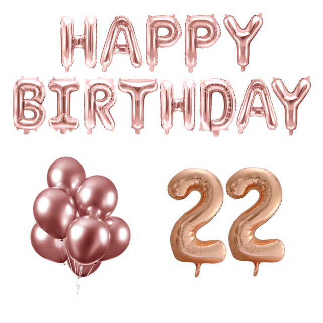 22 jaar Verjaardag Versiering Ballon Pakket rosé goud