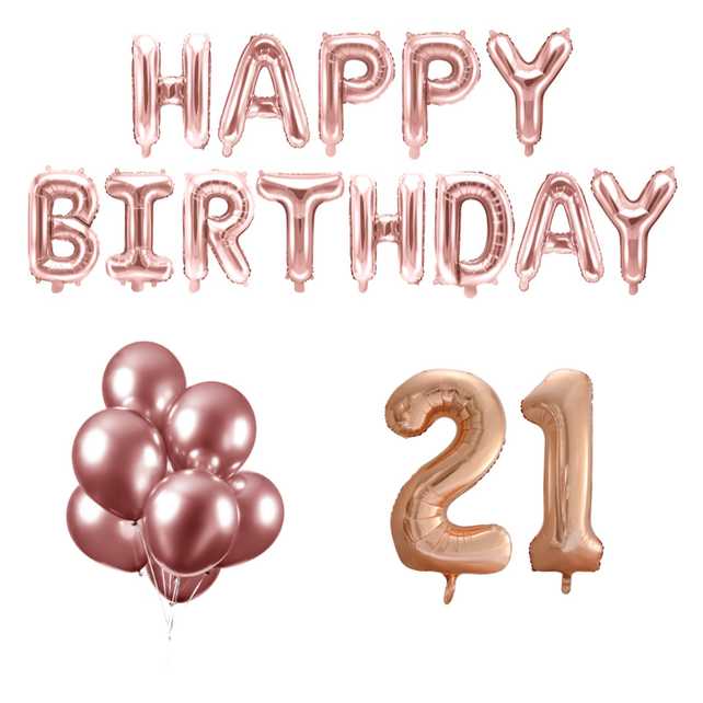 21 jaar Verjaardag Versiering Ballon Pakket rosé goud