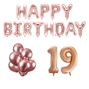 19 jaar Verjaardag Versiering Ballon Pakket rosé goud