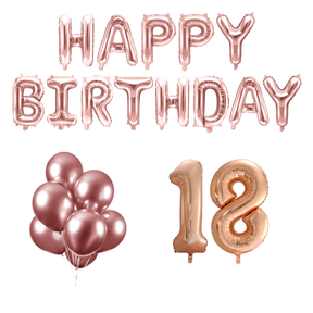 18 jaar Verjaardag Versiering Ballon Pakket rosé goud