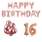 16 jaar Verjaardag Versiering Ballon Pakket rosé goud
