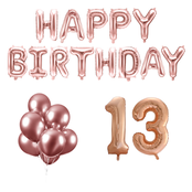 13 jaar Verjaardag Versiering Ballon Pakket rosé goud