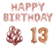 13 jaar Verjaardag Versiering Ballon Pakket rosé goud
