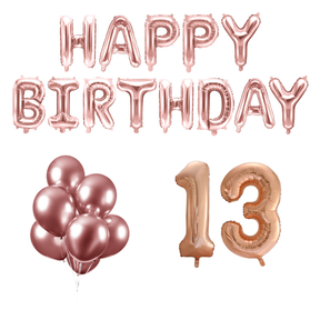 13 jaar Verjaardag Versiering Ballon Pakket rosé goud