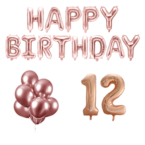 12 jaar Verjaardag Versiering Ballon Pakket rosé goud